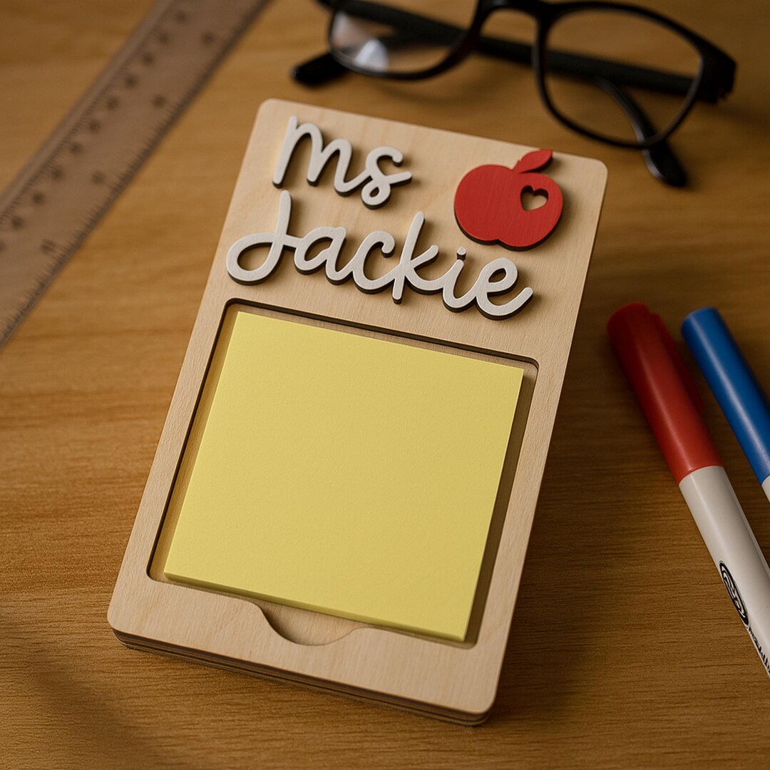 Teacher Sticky Note Pad Holder Gift | Personalized Teacher Name Gift ...