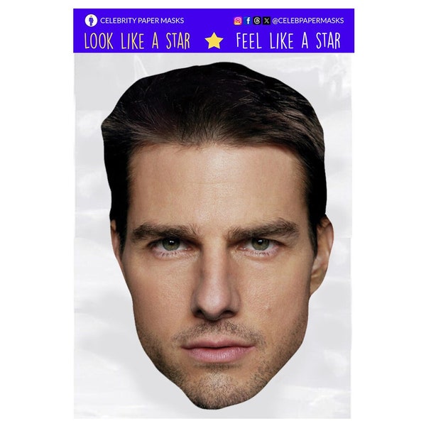Maschera Di Carta Tom Cruise Per Feste - Costume Elegante, Pronta Da Indossare, Personalizzabile