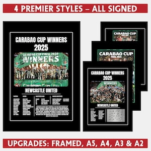 Newcastle United Carabao EFL Cup Winners - Signed Photo Print Poster NUFC Toon Magpies Geordie Geordies Black & White Army Memorabilia
