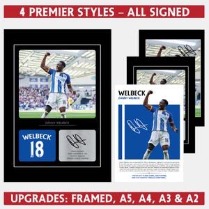 Danny Welbeck Signed Photo Brighton & Hove Albion Poster Football Gifts Sports Print, Autographed Soccer Wall Art Presents, Bedroom Posters
