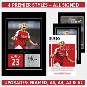 Póster con foto firmada de Alessia Russo, impresión de regalos de fútbol, póster deportivo, jugadora de fútbol, arte mural de fútbol, pósteres autografiados para dormitorio