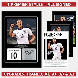 Jude Bellingham Signed Poster, England Print Soccer Gifts, Sports Photo, Football Player Poster, Autographed Soccer Wall Art