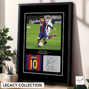Lionel Messi Poster, Barcelona Soccer Autographed Photo Print, Soccer Gifts Poster, Football Player Soccer Wall Art, Sports Bedroom Posters