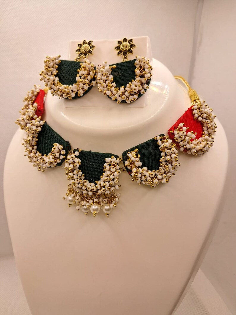 Handmade Fabric Jewellery Set / Fabric Neckless / Anniversary Gift / Gift for Her / Unique Gift