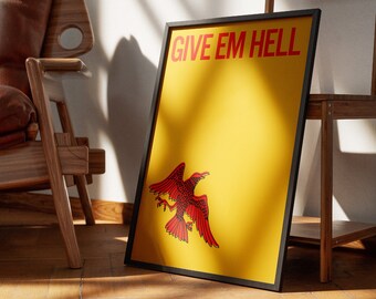 Give Em Hell Wandkunst, motivierende Wandkunst, minimalistische Wandkunst, Wanddekor, Poster Design