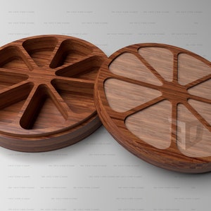 Circular Wooden organizer Box/ jewellery Box/ Spices box | files for CNC machining(.Ai, .Dxf, .Pdf, .Eps, .Svg, .Obj, .Stl)