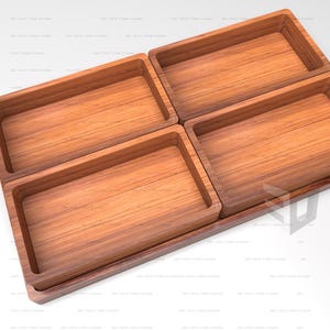Rectangular Puzzle Wooden Tray design with wooden inserts | files for CNC machining(.Ai, .Dxf, .Pdf, .Eps, .Svg, .Obj, .Stl)