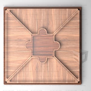 5-Puzzle Square Wooden Tray design | files for CNC machining(.Ai, .Dxf, .Pdf, .Eps, .Svg, .Obj, .Stl)