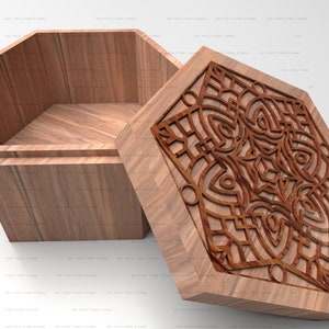 Hexagonal Wooden Box CNC Files: Jewelry, Spices Organizer (Digital Download)
