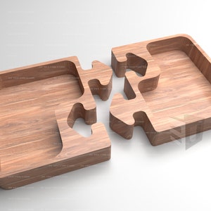 Ontwerp houten dienblad puzzel | bestanden voor CNC-bewerking (.Ai, .Dxf, .Pdf, .Eps, .Svg, .Obj, .Stl)