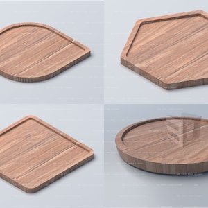 Wooden Coaster bundle for CNC Milling/3D printing ( Ai, Dxf, Pdf, Eps, Obj, Stl, Svg)