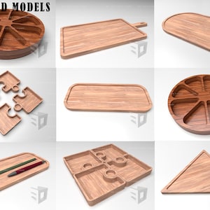 6 Wooden Tray CNC Milling/3D Printing Design Bundle (Digital Files)