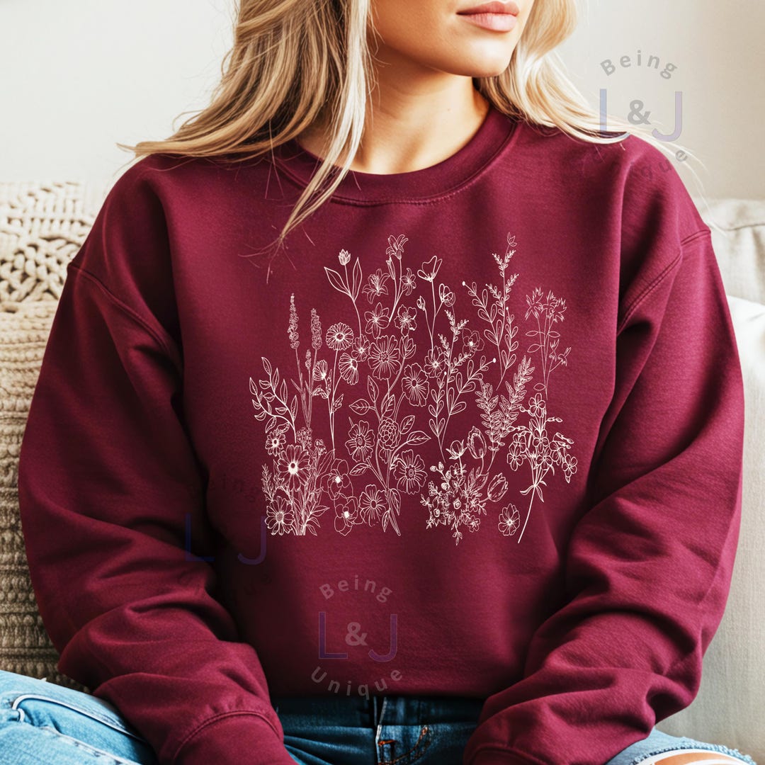 Comfort Colors® Botanical Wildflowers Shirt, Pressed Flowers Tee ...