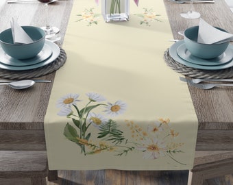 Wildflower Table Runner, Floral Dinner Table Decor