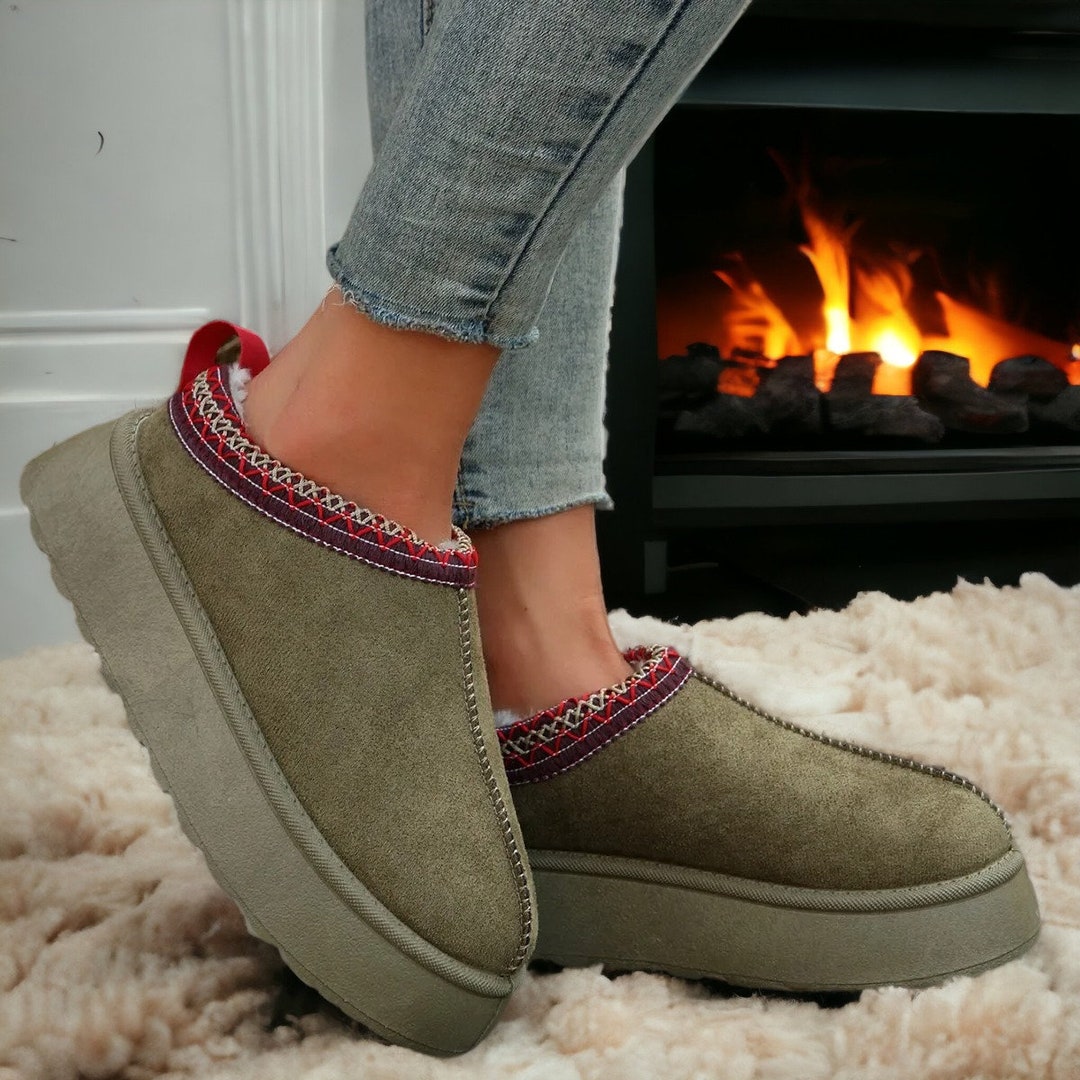 Vegan Uggs Designer Tazz Slippers Warm Platform Fur Fluffy Etsy
