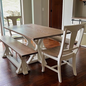 Table and Chairs, Table and bench, Custom Farmhouse Table, Dining Room Set, Farmhouse Dining Set, Farmhouse Table, Farmhouse Dining Table,