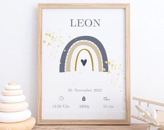 Birth board Boho birth dates poster digital birth poster personalized birth announcement birth picture personalized gift birth picture