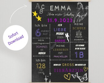 Milestone board school enrollment Milestone board digital print Milestone poster school start girls Milestone board horses Chalkboard