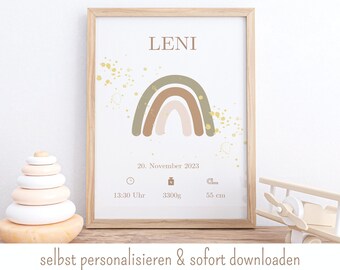 Birth board Boho birth dates poster birth poster personalized birth announcement birth picture personalized gift birth decoration children