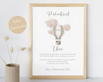 Gift baptism godparent letter digital baptism gift personalized gift godchild godparent certificate godparent gift for child baptism gift