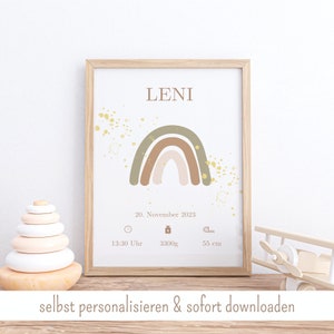 Geburtstafel Boho Geburtsdaten Poster Geburtsposter personalisiert Geburtsanzeige Geburtsbild  personalisiertes Geschenk Geburt Deko Kinder