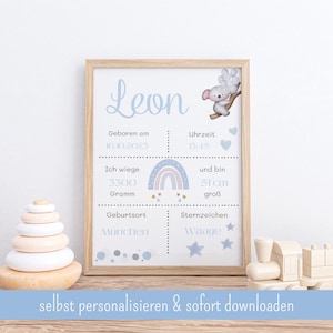 Placa de nascimento Boho para baixar pôster de datas de nascimento pôster de nascimento anúncio de nascimento personalizado foto de nascimento presente personalizado nascimento