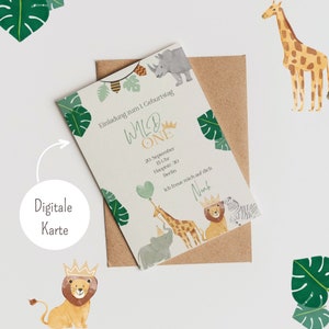 Wild One Einladung zum 1. Geburtstag Safari Tieren Geburtstagskarte Safari Kindergeburtstag Einladungskarte Safari