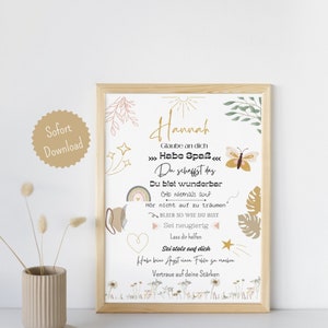 Kinderposter Mutmacher Geschenk Kinder personalisiertes Geschenk Kind Taufgeschenk Affirmationsposter Kinder Poster positive Sprüche