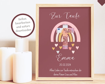 Regalo de Bautismo Regalo de Bautismo de Niña Regalo de Bautismo en Efectivo Regalo de Bautismo en Efectivo Regalo de Invitado Póster de Bautismo Regalos para Bautismo Regalo de Padrinos Comunión