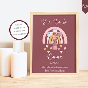 Taufe Geschenk Taufe Mädchen Taufe Geldgeschenk Taufe Geld Geschenk Gastgeschenk Taufe Poster Geschenke zur Taufe Paten Geschenk Kommunion