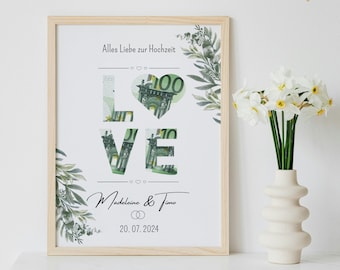 Personalized Money Gift for Weddings, LOVE Poster, Money Gift Download, Wedding Gift Ideas, Wedding Gift, Money Gift for Weddings