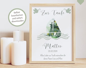 Baptism Gift Baptism Boy Baptism Cash Gift Baptism Cash Gift Guest Gift Baptism Poster Gifts for Baptism Godparents Gift Communion DIY