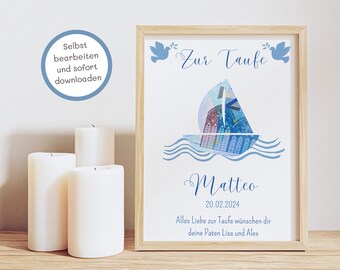 Baptism Gift Baptism Boy Baptism Cash Gift Baptism Cash Gift Guest Gift Baptism Poster Gifts for Baptism Godparents Gift Communion DIY