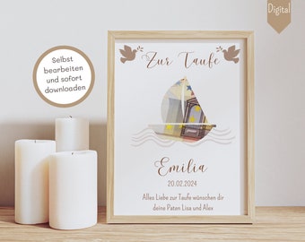 Baptism Gift Baptism Boy Baptism Cash Gift Baptism Cash Gift Guest Gift Baptism Poster Gifts for Baptism Godparents Gift Communion DIY