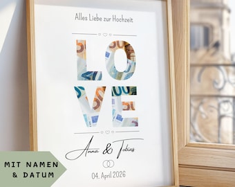 Personalized Money Gift for Weddings, LOVE Poster, Money Gift Download, Wedding Gift Ideas, Wedding Gift, Money Gift for Weddings