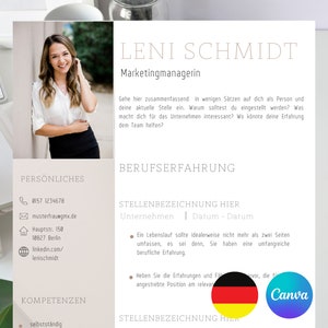 Lebenslauf Vorlage Bewerbungsvorlage deutsch Bewerbung Lebenslauf professionell Bewerbung Vorlage Canva modern Schüler Anschreiben Digital