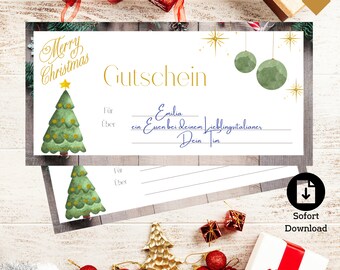 Voucher Christmas gift voucher Christmas gift voucher for Christmas last minute gift voucher digitally print