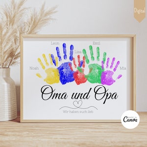 Gift Grandma Birthday Grandpa Birthday Gift Grandparents Birthday Personalized Handprint Grandchildren Gift DIY Gift Digital