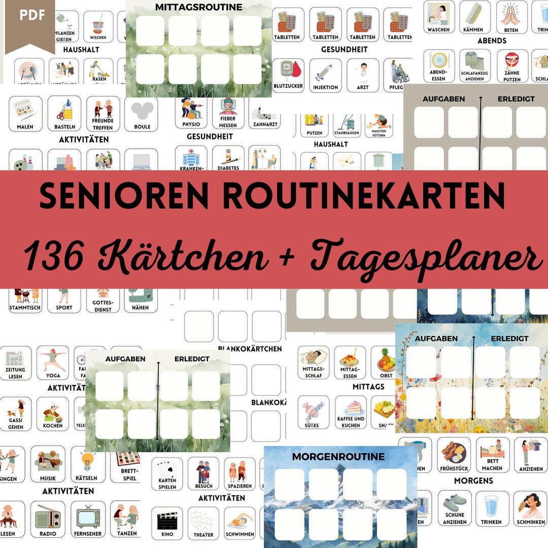 Routine Cards for Adults, Visual Routine Cards for Seniors, Help for ...