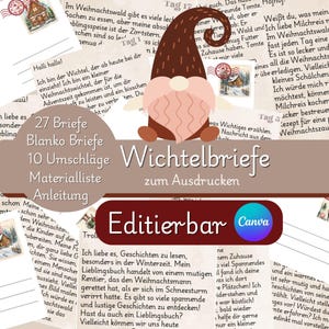 Wichtel Wichtel letters editable Download Wichteltür ideas 24 letters edit print Christmas gnome Wichtel digital Wichtelpost