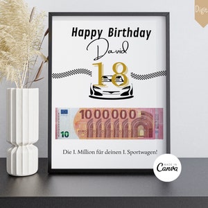 Geldgeschenk Geburtstag 18. Geburtstag Führerschein Geld Geschenk Geburtstagsgeschenk Sohn Geschenk Tochter 18 Jahre Digital Download Auto