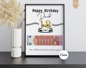 Money Gift Birthday 18th Birthday Driving License Money Gift Birthday Gift Son Gift Daughter 18 Years Digital Download Car