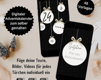 Digitaler Adventskalender personalisiert für Whatsapp Adventskalender png Canva Vorlage Advents Kalender digital Weihnachtskalender download