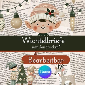 Wichtel Wichtel letters editable Download Wichteltür ideas 24 letters edit print Christmas gnome Wichtel digital Wichtelpost