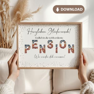 Plantilla de regalo de pensión en efectivo, certificado de jubilación para colegas, paquete de dinero de pensión digital, regalo de despedida de jubilación, impresión.