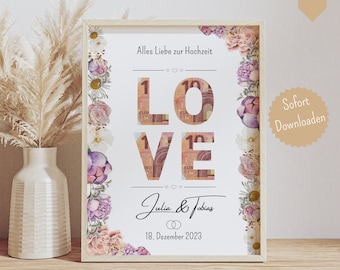 Wedding gift money gift wedding personalized LOVE poster money gift download ideas wedding money gift gift money wedding