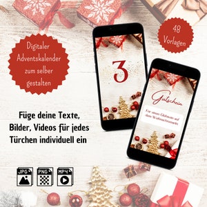 Digitaler Adventskalender personalisiert für Whatsapp Adventskalender png Canva Vorlage Advents Kalender digital Weihnachtskalender download