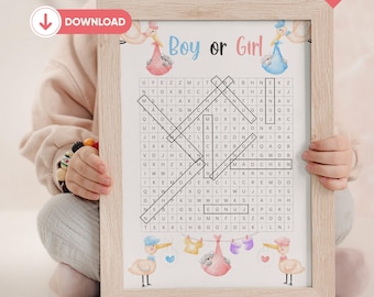 Baby gender reveal puzzle guessing game pdf boy or girl to print out German baby shower game gender reveal baby shower baby party