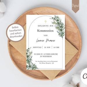 Invitación invitación de comunión invitación de comunión digital niño tarjetas de invitación tarjeta de decoración de comunión invitación personalizada descargar DIY