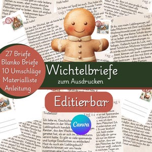 Wichtel Wichtel letters editable Download Wichteltür ideas 24 letters edit print Christmas gnome Wichtel digital Wichtelpost